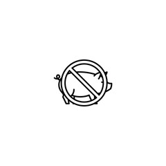 No Pork Food Sign Icon