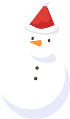 Minimal Snowman with Santa Hat for Winter Christmas