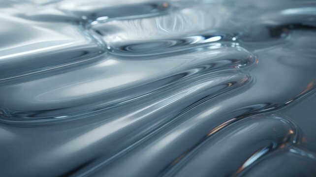 Abstract liquid metal surface with smooth reflective wave forms