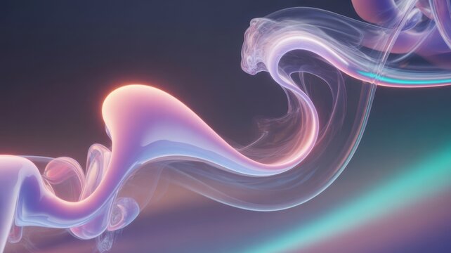 Abstract glowing fluid waves, gradient light effect, digital art