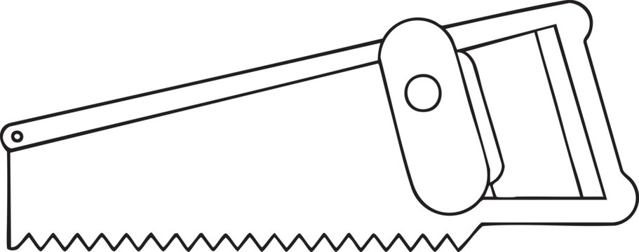 Hand saw line illustration showing classic woodworking tool essential for carpentry crafting and diy projects