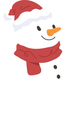 Cute Snowman with Santa Hat and Red Scarf for Christmas Festival