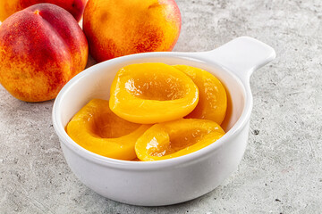 Sweet juicy canned peaches dessert