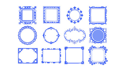 Collection of blue frames border picture frame vintage frame ornate frame antique frame decorative frame vector frame