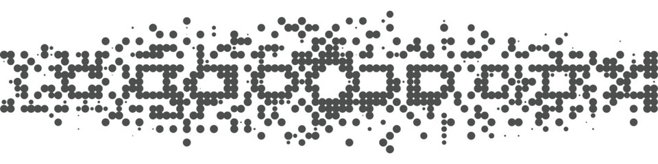 Abstract black pixel scatter border with geometric fragmented shapes, modern digital glitch-style decorative line design suitable for tech themes, artistic frames, and contemporary layouts