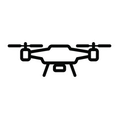 Modern drone quadcopter icon with four rotors and landing gear