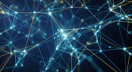 Dynamic network connections with glowing nodes for modern tech visualization uses