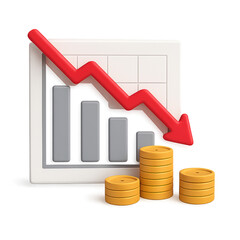 A falling trend line graph illustrates the decline in profits and business loss.