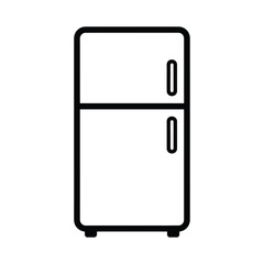 Simple line art icon of a classic two door refrigerator