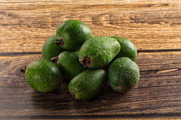 Fresh sweet juicy green feijoa fruit