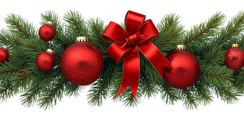 Christmas Garland with Ornaments and Pine Cones &ndash; Transparent PNG