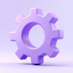 3D Purple Gear Cog Setting Icon Isolated