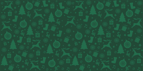 Christmas and New Year seamless pattern. Christmas green holiday background.  Good for textile fabric design, wrapping paper, website wallpapers, textile, wallpaper and apparel. vector illustration © Semiletava Hanna