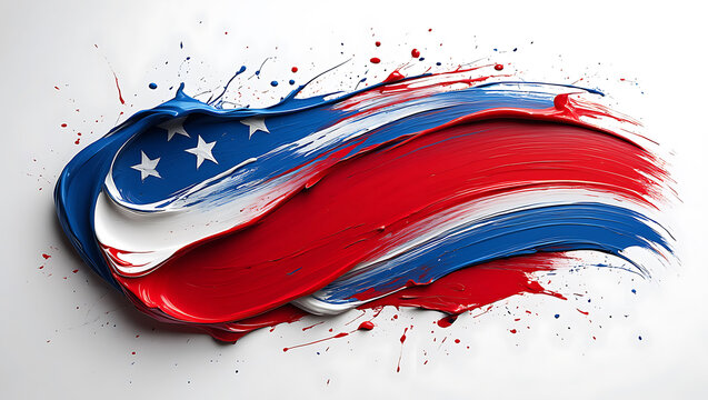 American flag colors paint stroke splatter design