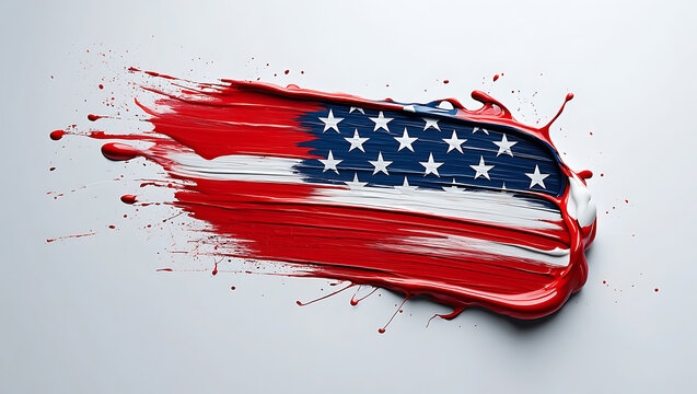 American flag painted with dynamic brush strokes