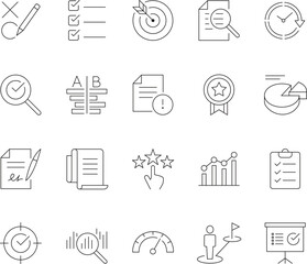 Task Management and Productivity Line Icons Set