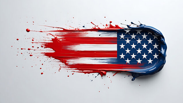 Patriotic American flag made with flowing paint