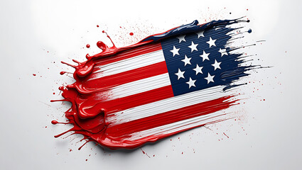 United States flag made with acrylic paint