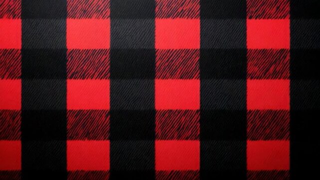 A close-up of a red and black checkered pattern on a black background