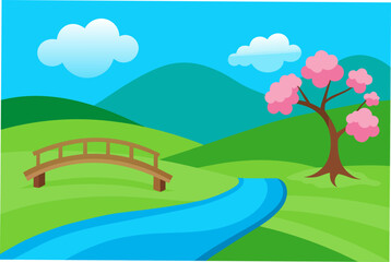 Cartoon landscape scene