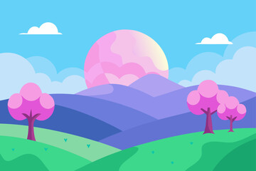 Cartoon landscape view