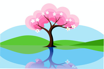 Cherry tree by the lake