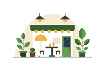 Cafe shop front plants