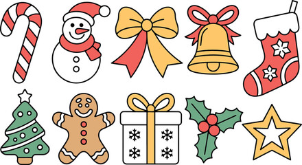 Collection of christmas elements isolated on white background for decoration