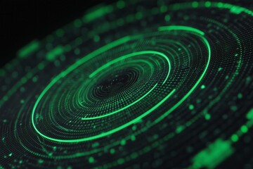 Abstract radar interface with soft pulsing lines, featuring a vibrant green color scheme, creating a dynamic visual experience and conveying a sense of technology and innovation