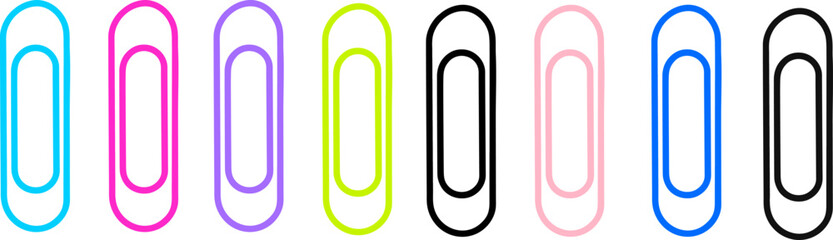 Colorful Paperclip Icon Set – Neon & Pastel Minimal Line Icons Collection