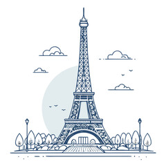 Obraz premium Charming Eiffel Tower illustration evoking Parisian elegance and travel inspiration in a modern vector style design