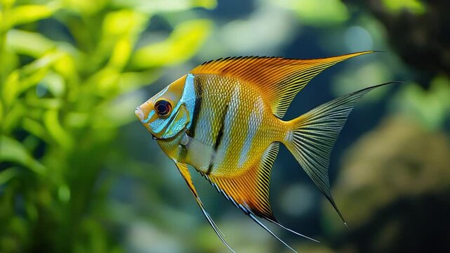 tropical angelfish eating pterophyllum scalare video