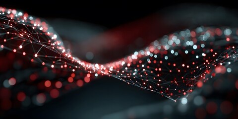 Futuristic glowing wave surface of data particles