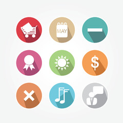 Set of Round and Colorful Vintage Style Icons