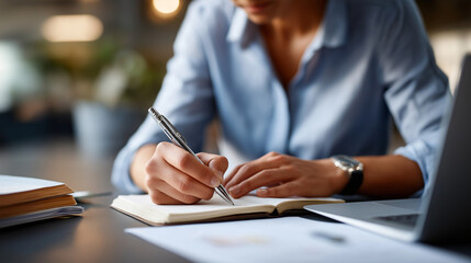 Faceless individual computing meal energy values and recording notes defocused blurred dining area nutritional calculation activity dietary documentation scene food tracking