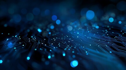 Abstract blue fiber optics technology network background with glowing digital lines