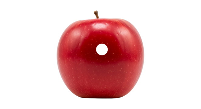 isolated caterpillar bite hole in apple png on transparent background, damaged fruit asset - Powered by Adobe