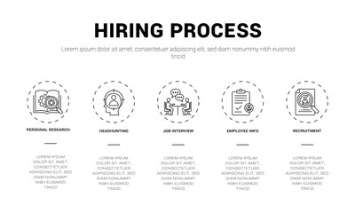Hiring Recruitment HR Process Business Line Icon Set
