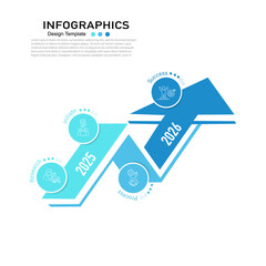 Modern Infographics template. Vector business timeline diagram showing the 4-step process to success for 2025-2026.