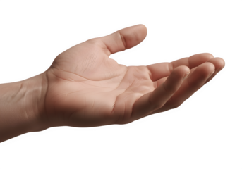 Open Male Hand with Palm Up Gesturing to Give Receive or Hold Something Isolated on Transparent Background PNG