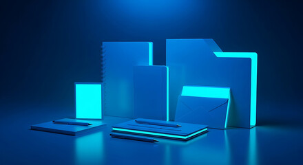 Modern blue stationery mock up for brand identity presentation