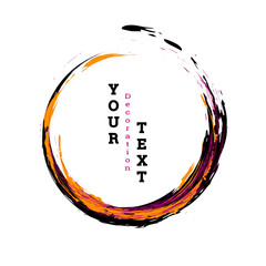 Brushstroke circle on a white background. Multicolored brushstrokes. Design template for banners, posters, booklets, covers