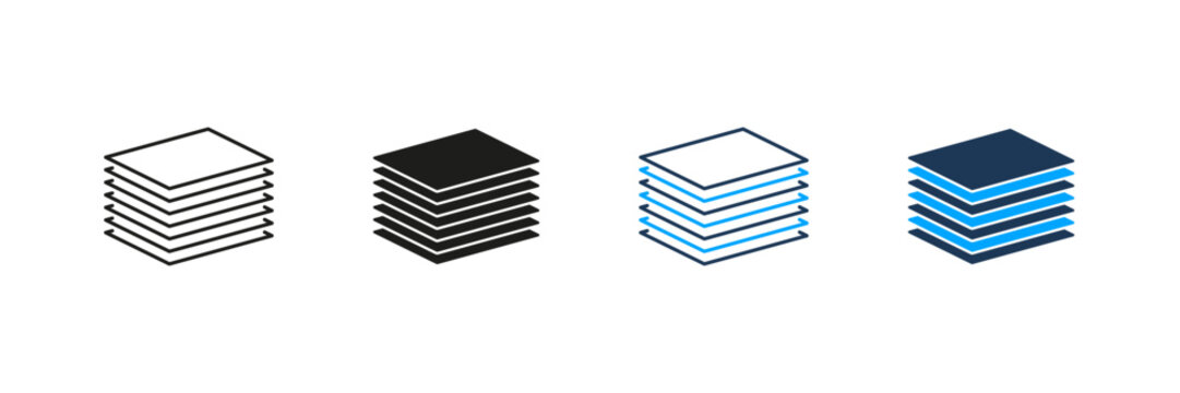 Stacked Documents Line And Solid Icon Set. Document Management, Organization, And Filing System Symbol Collection. Office And Administrative Tasks Representation. Isolated Vector Illustration
