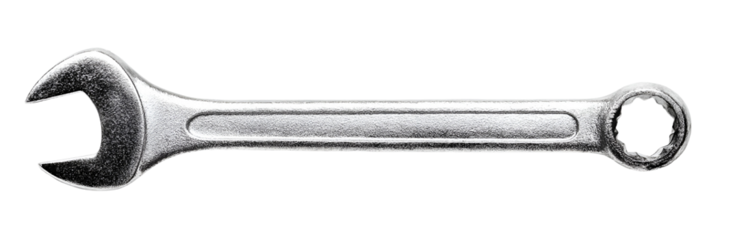 Metal wrench tool isolated on transparent background