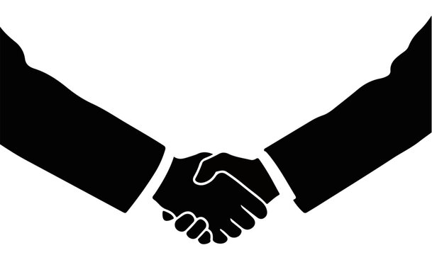 Handshake Silhouette Icon &ndash; Business Agreement Vector Illustration, ideal for corporate branding, contract presentations, startup pitch decks, website icons, business cooperation concepts.