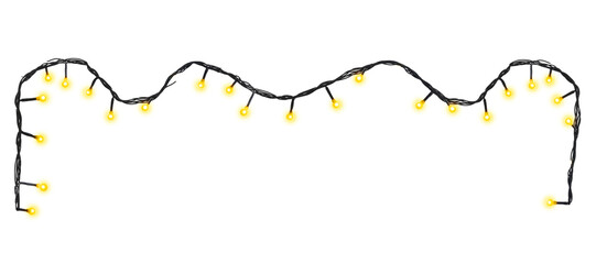 Christmas string lights isolated on white. Festive decoration for New Year and other holidays