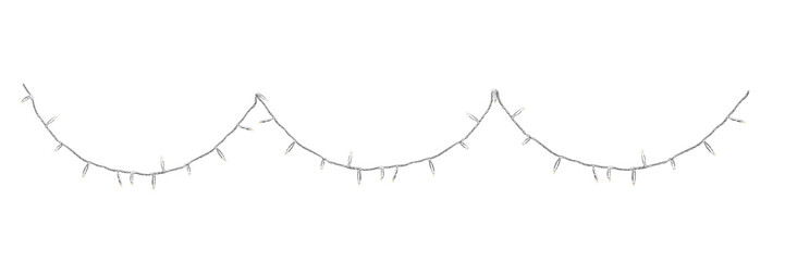 Christmas string lights isolated on white. Festive decoration for New Year and other holidays