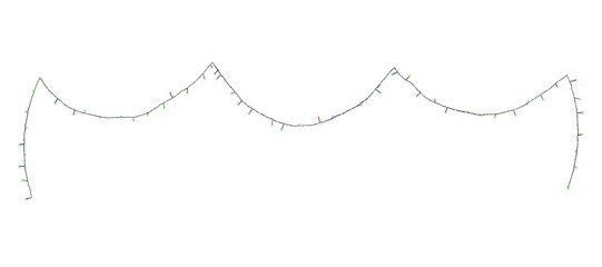 Christmas string lights isolated on white. Festive decoration for New Year and other holidays