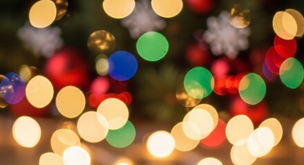 Fototapeta premium Festive Bokeh: A mesmerizing display of colorful lights create a magical and celebratory ambiance, perfect for seasonal designs.