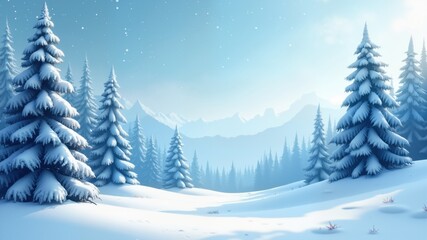 Obraz premium blue winter landscape fir border with snow 